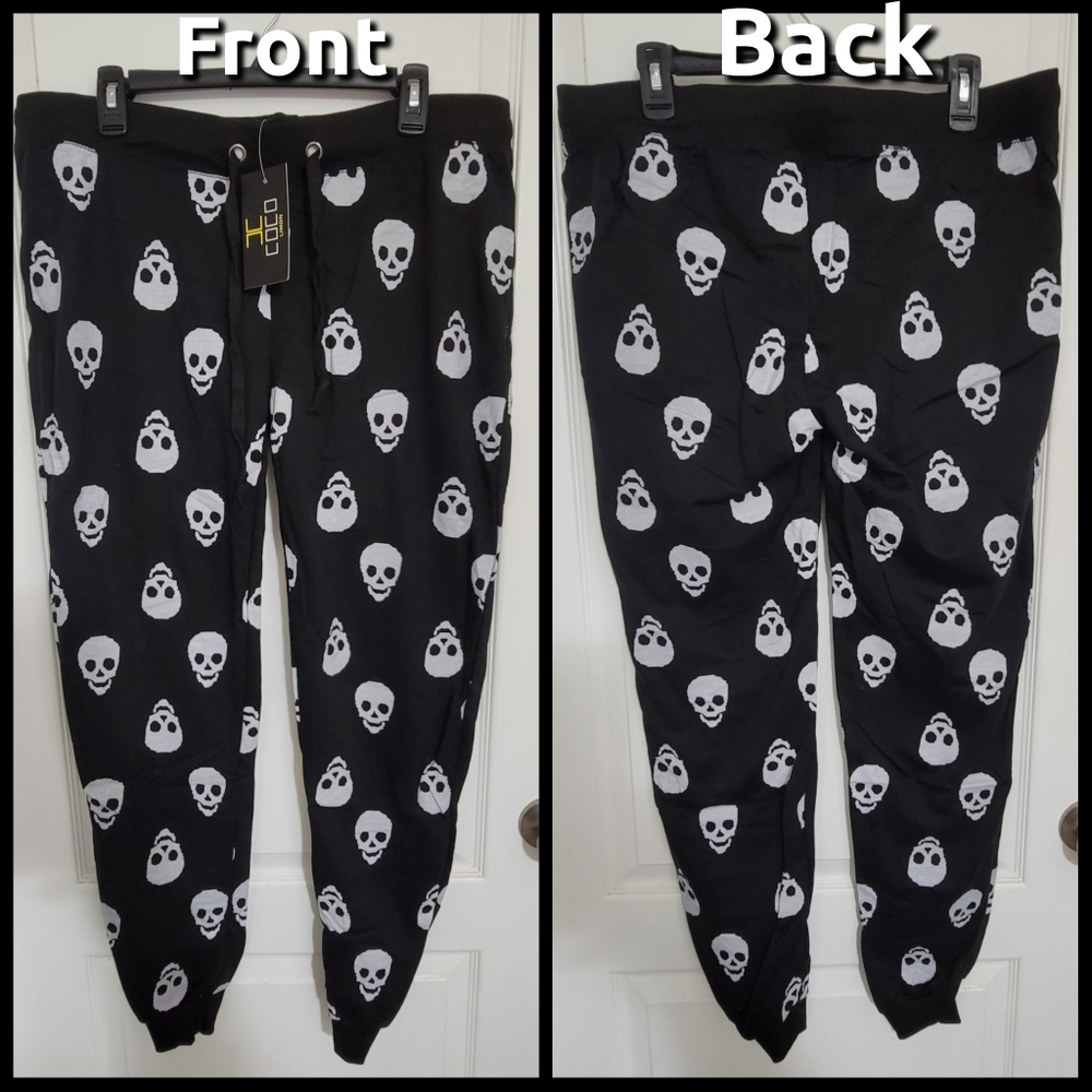 Skull Joggers XL Black White Cotton Polyester